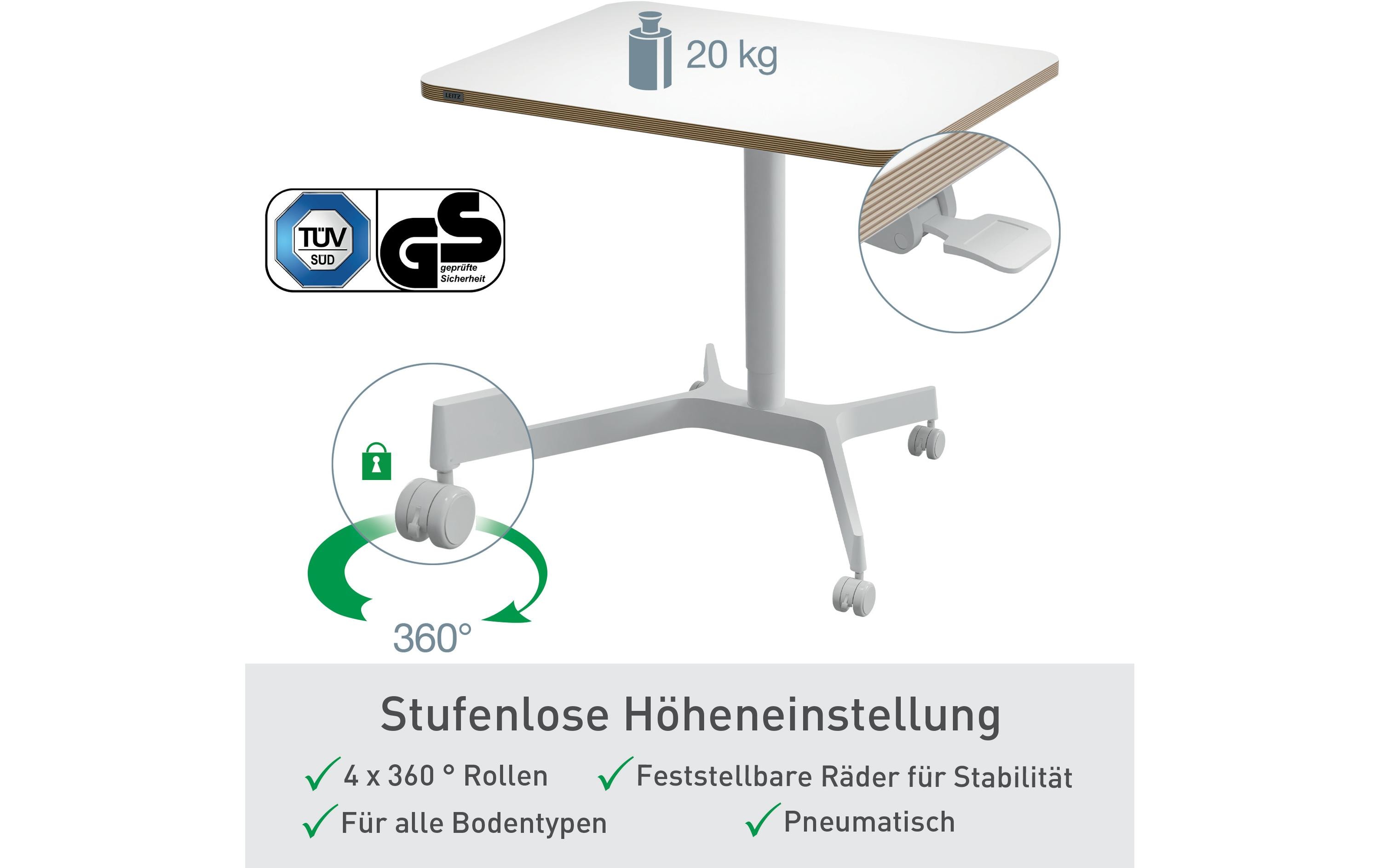 Leitz Ergo, höhenverstallbarer Sitz-/Steh-Schreibtisch Weiss