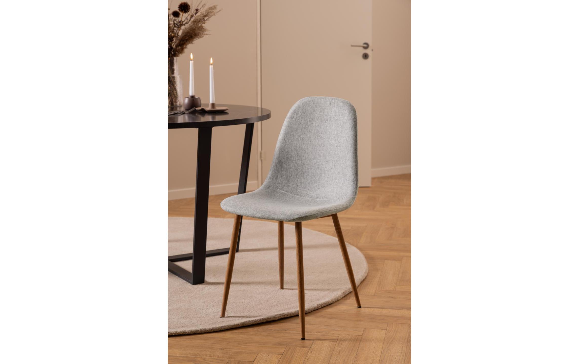 AC Design Stuhl Celia 4 Stück, Hellgrau/Nature