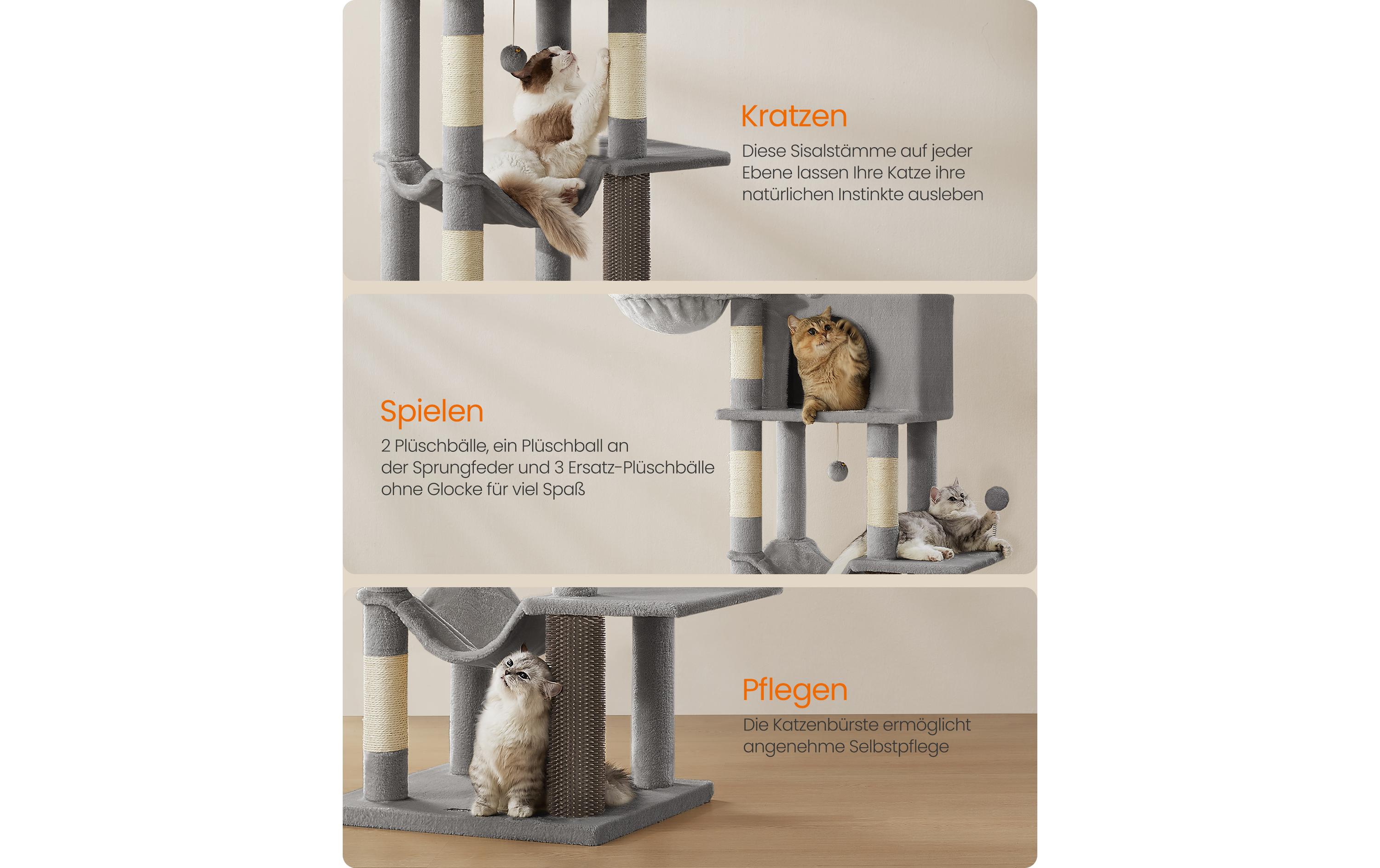 Feandrea Kratzbaum für Wohnungskatzen 178 cm, Taubengrau