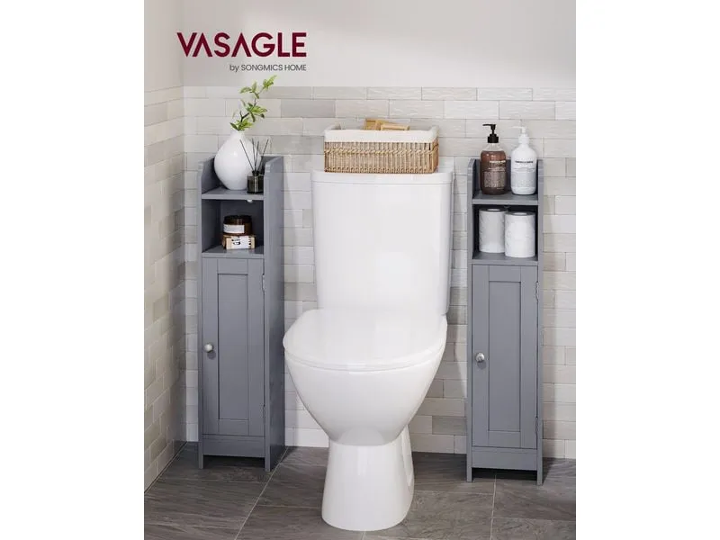 VASAGLE Badezimmer-Schrank 18 x 80 cm, Grau