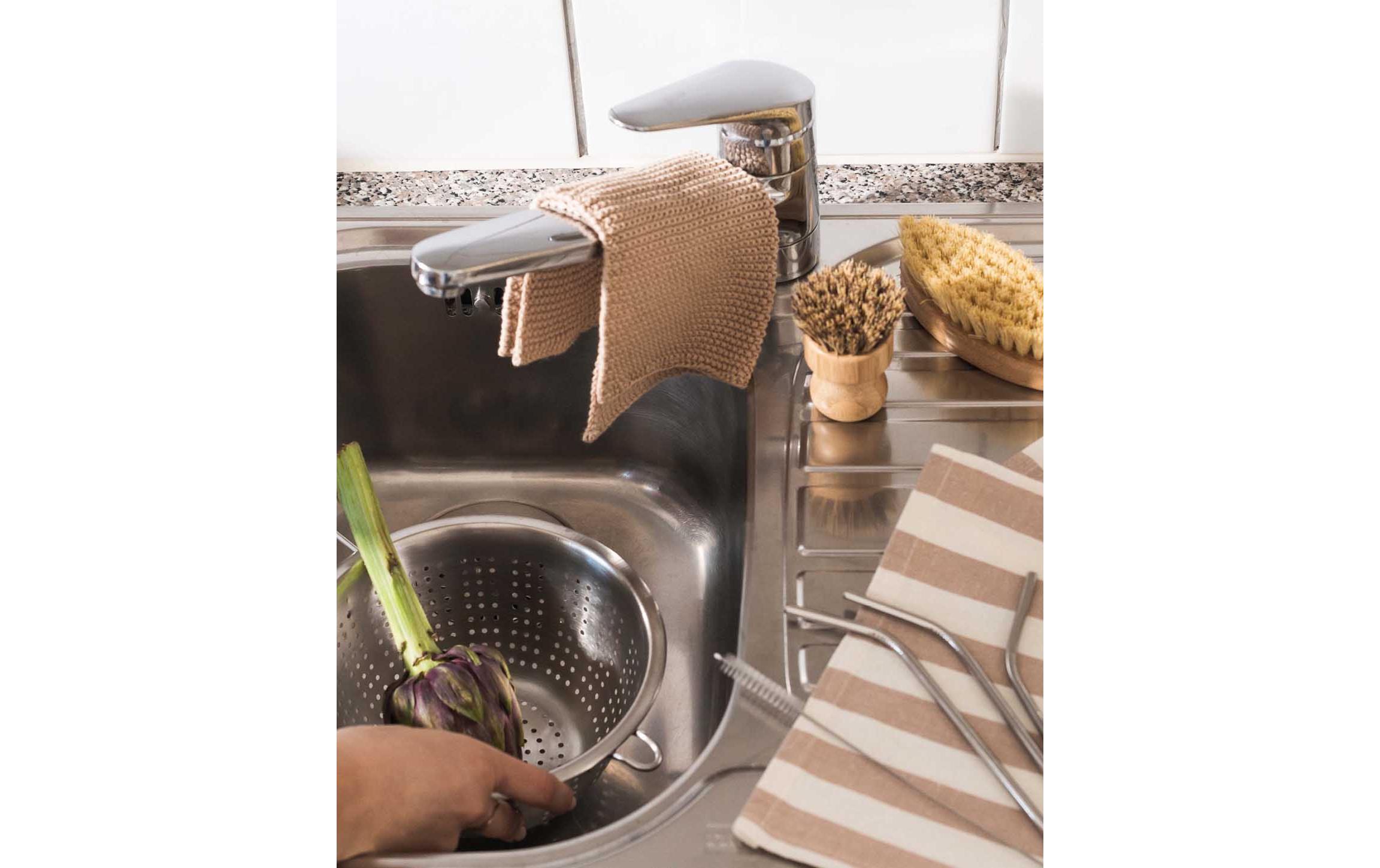 Esmée Reinigungstuch Set gestrickt 3 Stück, Sandfarben