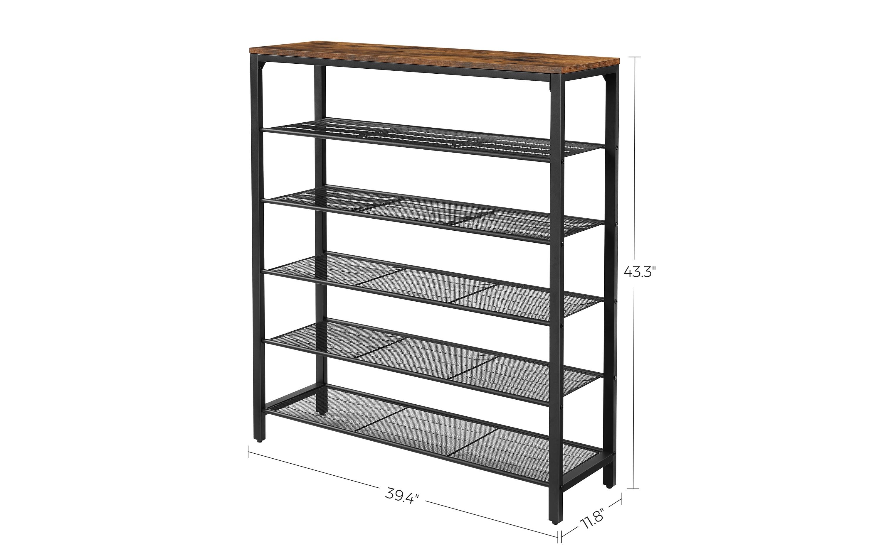 VASAGLE Schuhregal mit 5 Ablagen 100 x 110 cm, Braun/Schwarz