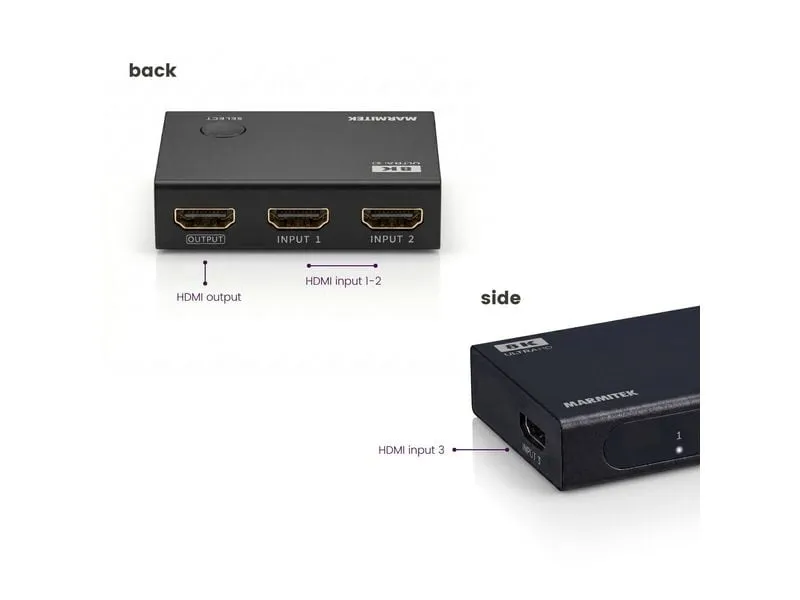 Marmitek Connect 730 3-Port 8K 60 Hz 4K 165 Hz Schwarz