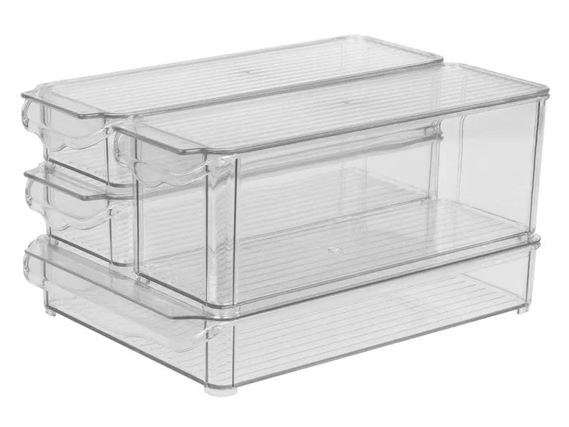 FTM Kühlschrankorganizer 4-teilig, Transparent