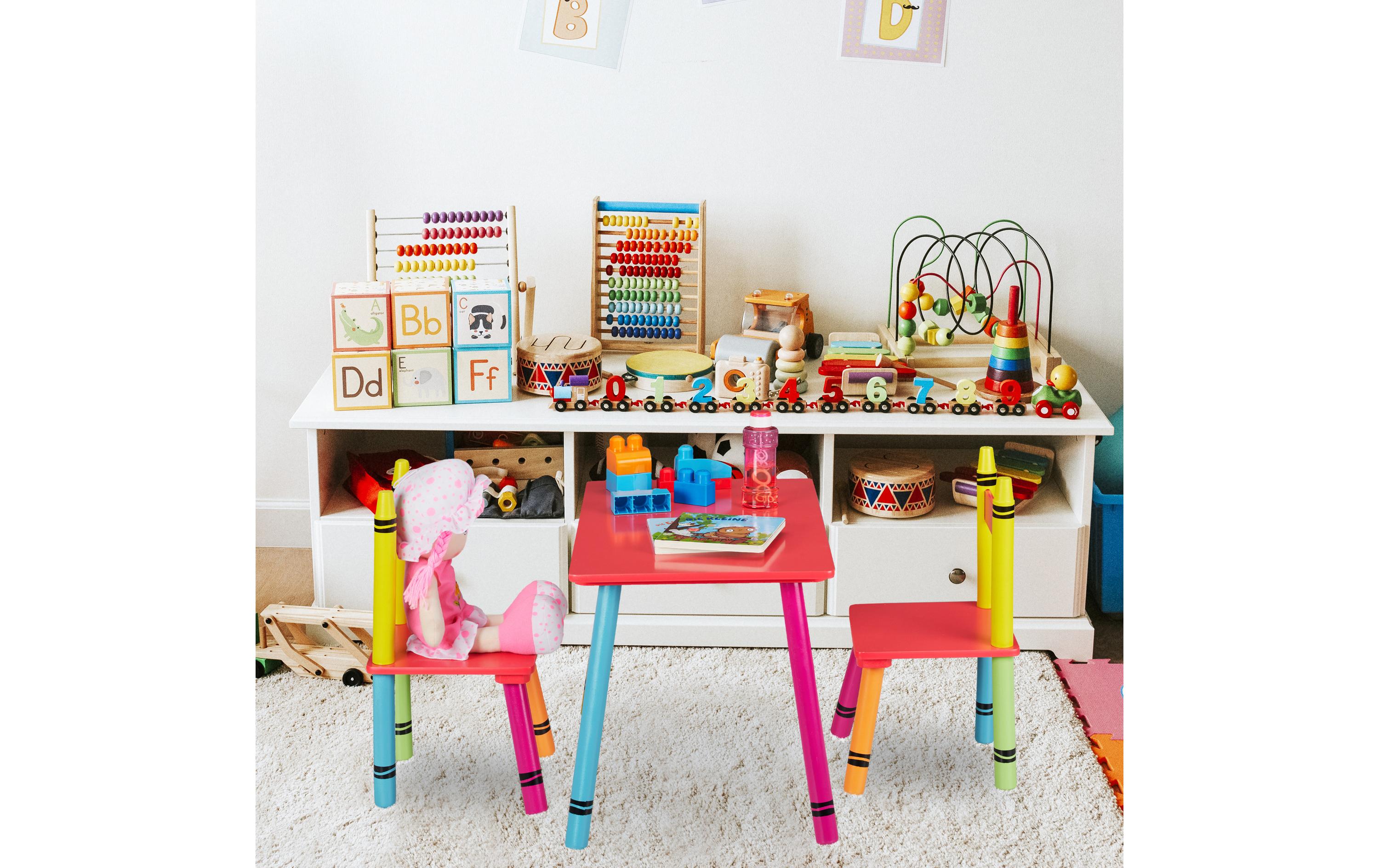 relaxdays Kindersitzgruppe 3-teilig Gelb; Grün; Rot