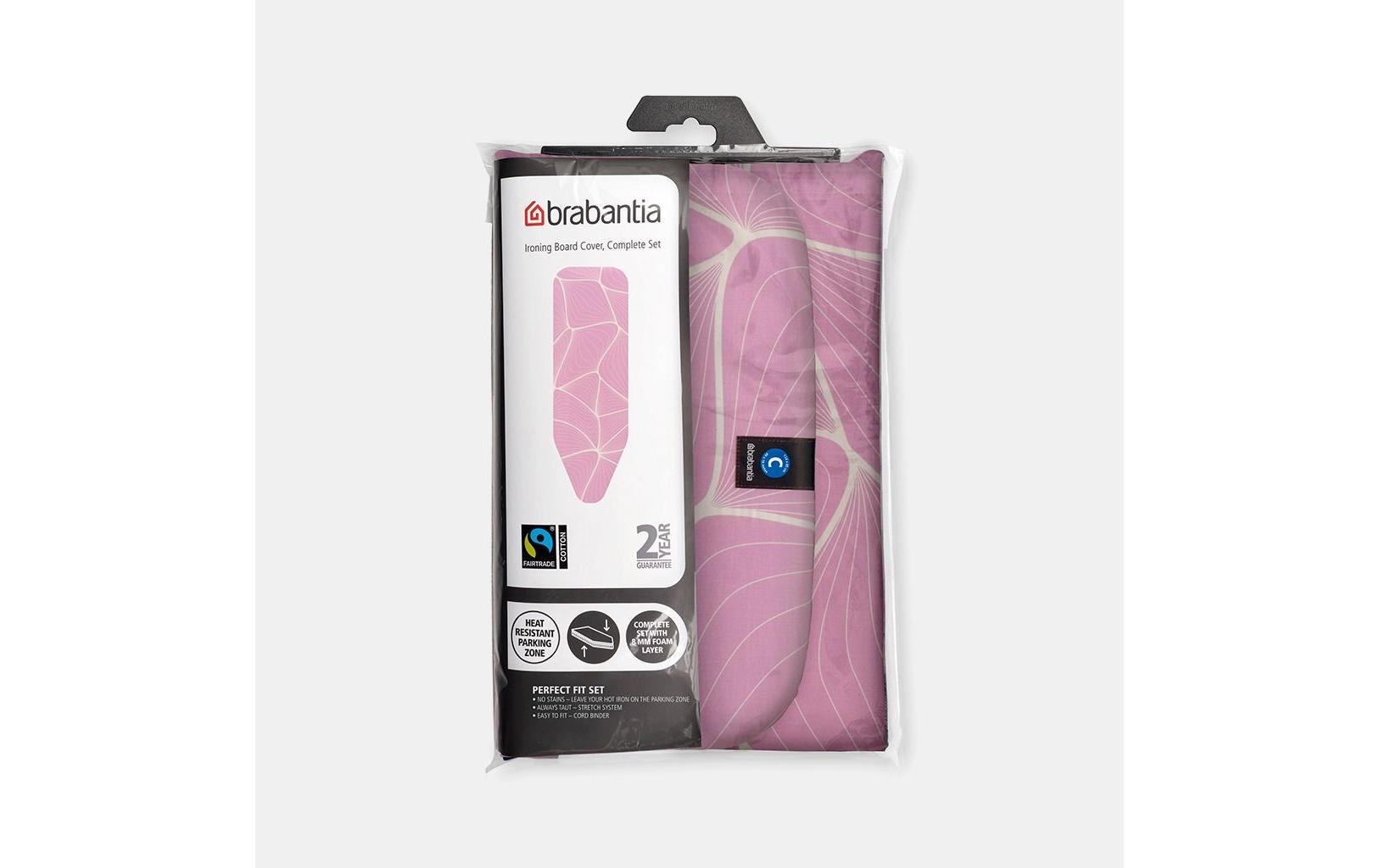 Brabantia Bügelbrettbezug C mit 8 mm Schaumstoff 124 x 45 cm, Pink
