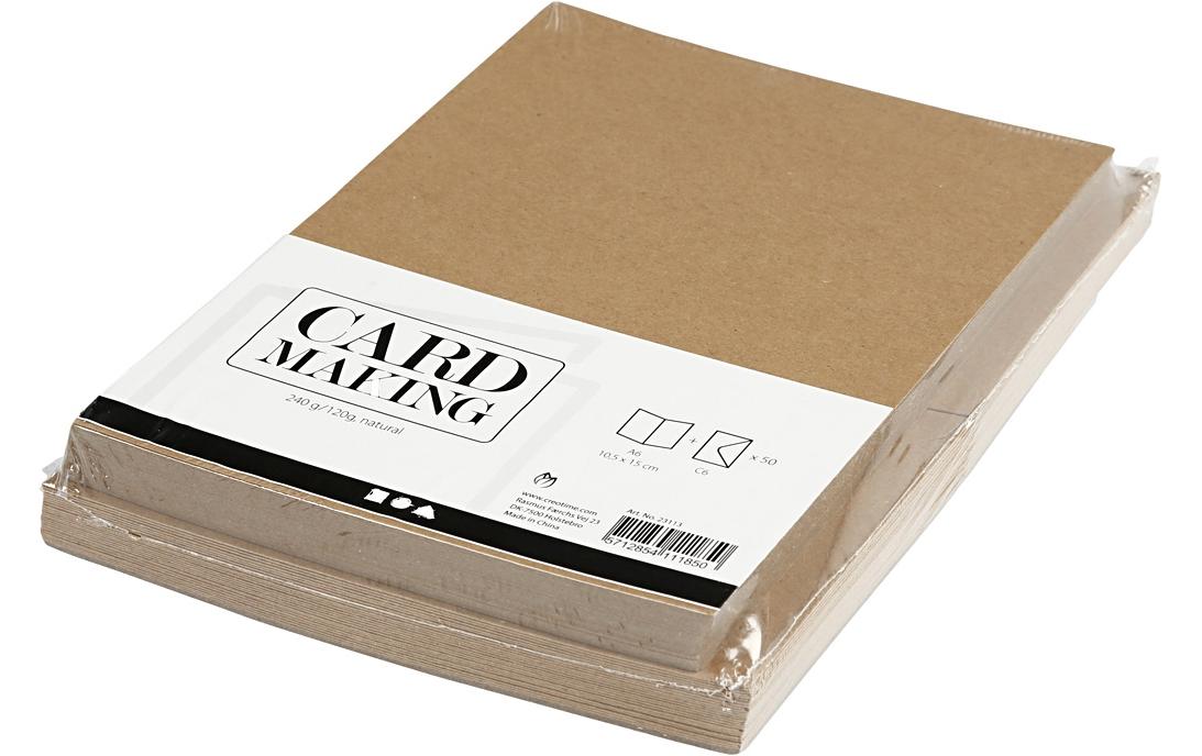 Creativ Company Blankokarte und Couvert 10.5 x 15 cm, 50 Stück, Braun