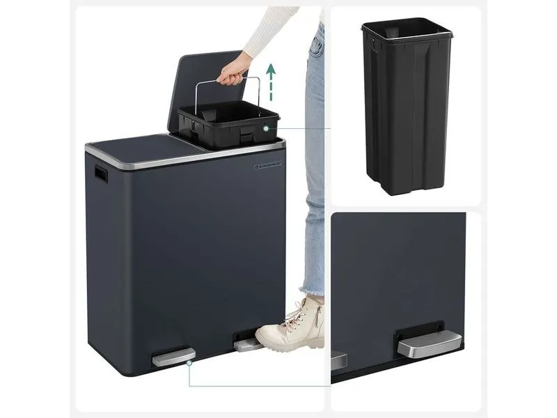 Songmics Abfalleimer 60 l, Grau Songmics Abfalleimer 60 l, Grau