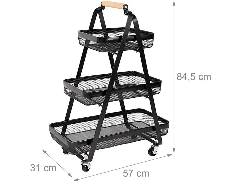 relaxdays Küchenwagen 84.5 x 57 x 31 cm Schwarz relaxdays Küchenwagen 84.5 x 57 x 31 cm Schwarz