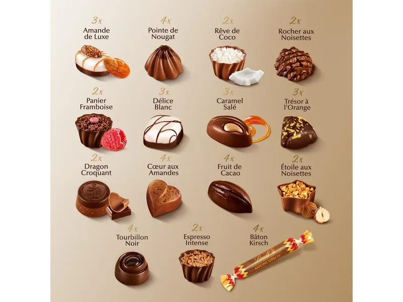 Lindt Schokoladen-Pralinen Connaisseurs assortiert 445 g Lindt Schokoladen-Pralinen Connaisseurs assortiert 445 g