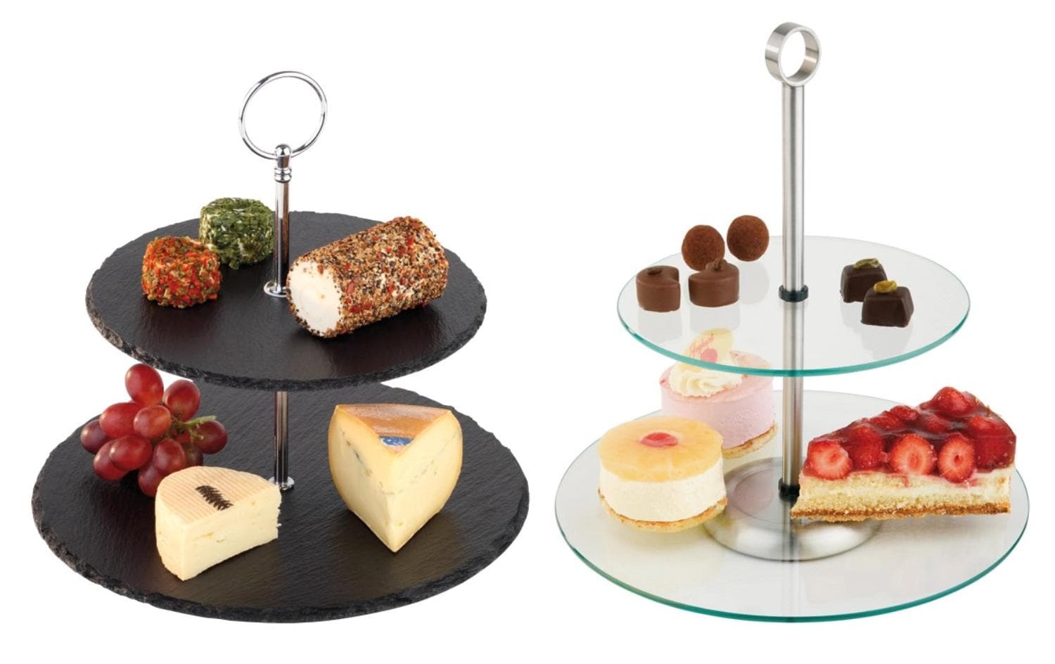 APS 2-stufige Etagere Schwarz/Silber