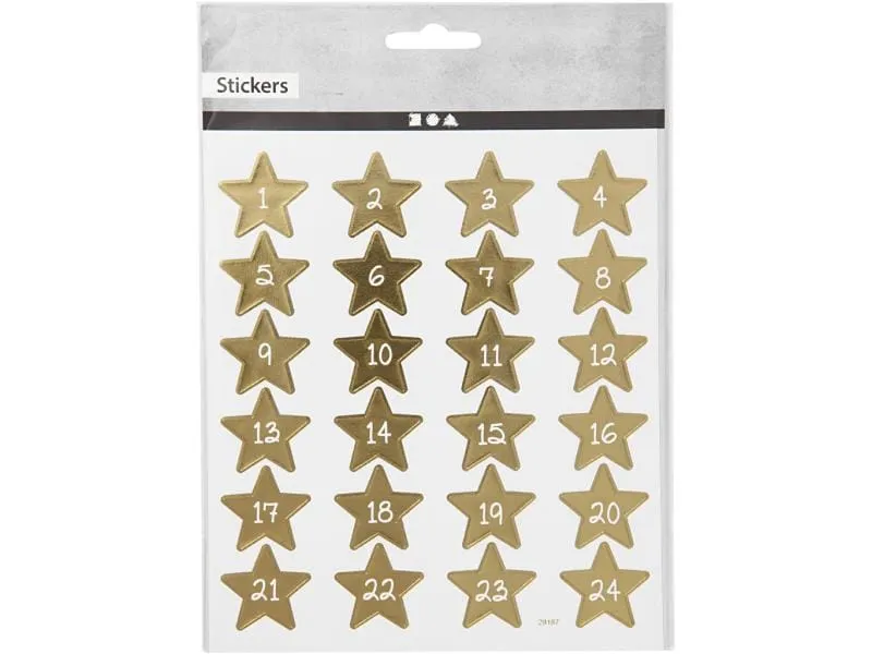 Creativ Company Adventskalender-Zahlen Sticker Stern, 1 Blatt Creativ Company Adventskalender-Zahlen Sticker Stern, 1 Blatt