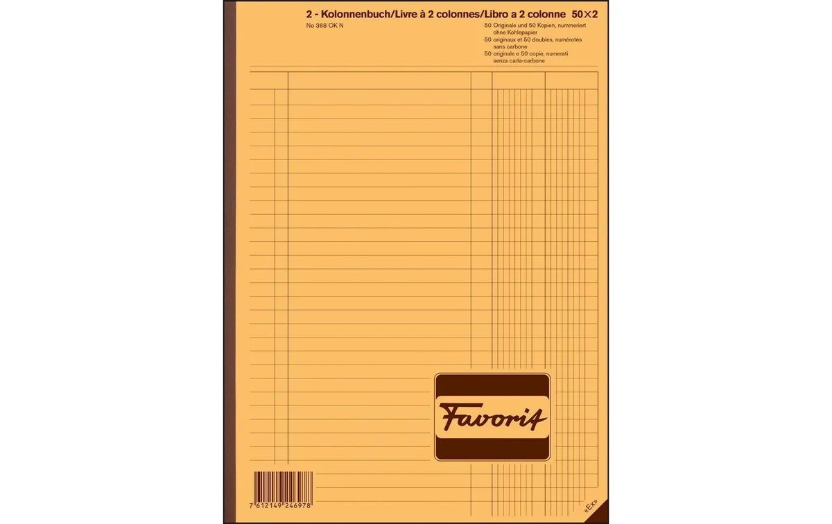 Favorit Durchschreibeblock 220 x 297 mm 2 Kolonnen Favorit Durchschreibeblock 220 x 297 mm 2 Kolonnen
