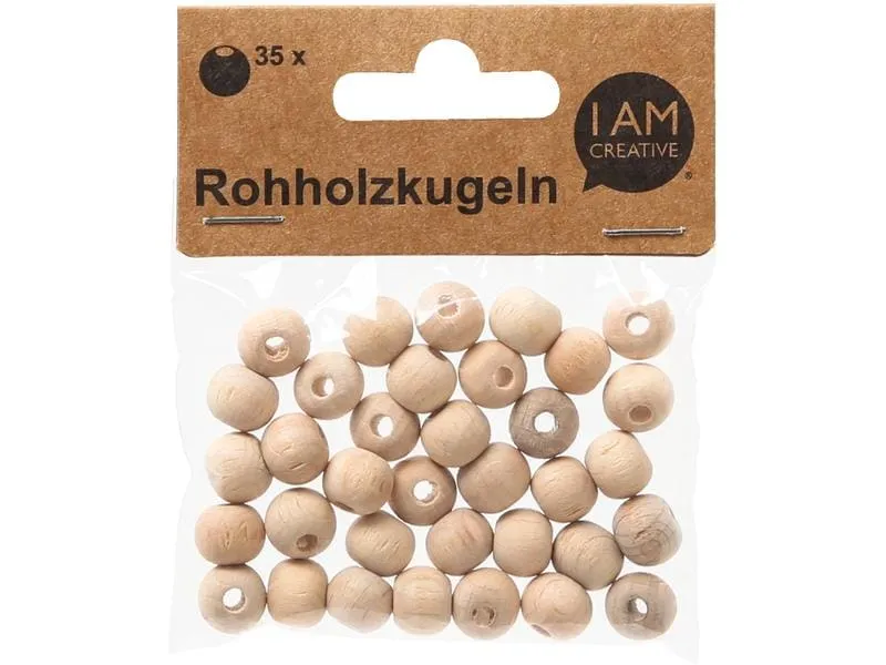 lalana Holzperlen Hölzerne Perlen 10 mm, 35 Stück