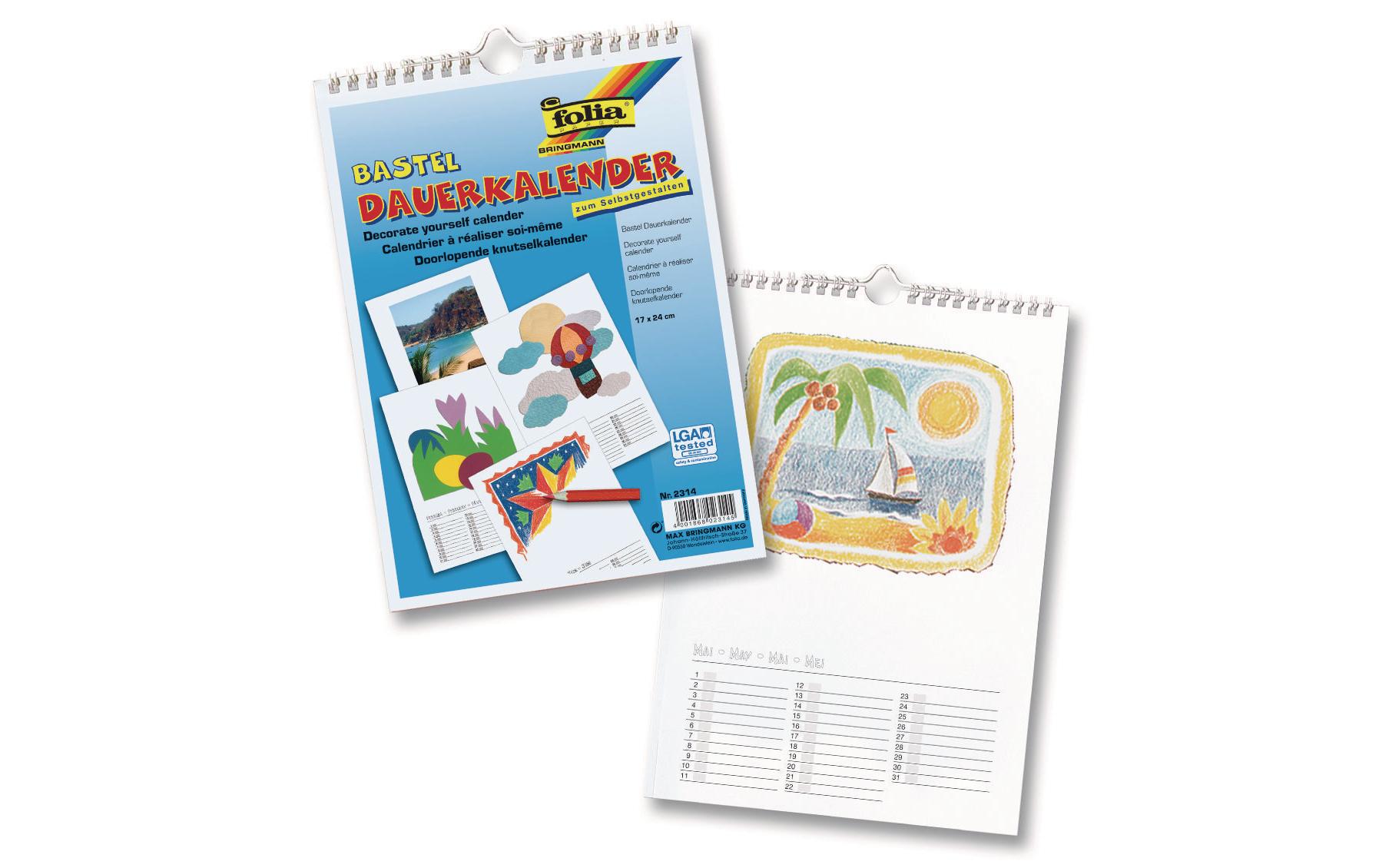 Folia Dauerkalender 17 x 24 cm, Weiss Folia Dauerkalender 17 x 24 cm, Weiss