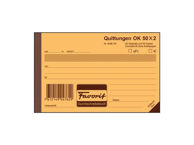 Favorit Durchschreibebuch A6 Quittungen, 50 x 2 Blatt