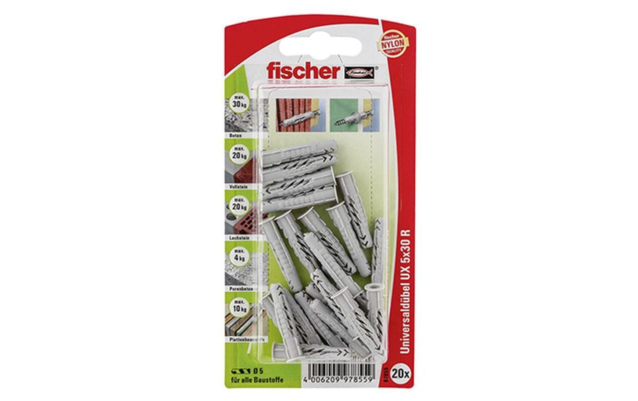 Fischer Universaldübel UX 5 x 30 R mit Rand, 20 Stück