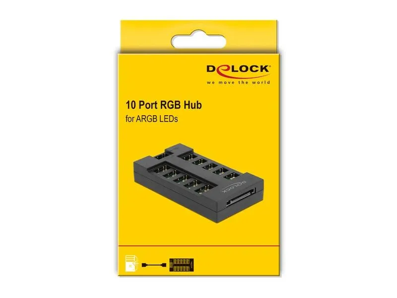 Delock RGB Hub für ARGB LEDs mit 10 Ports Delock RGB Hub für ARGB LEDs mit 10 Ports