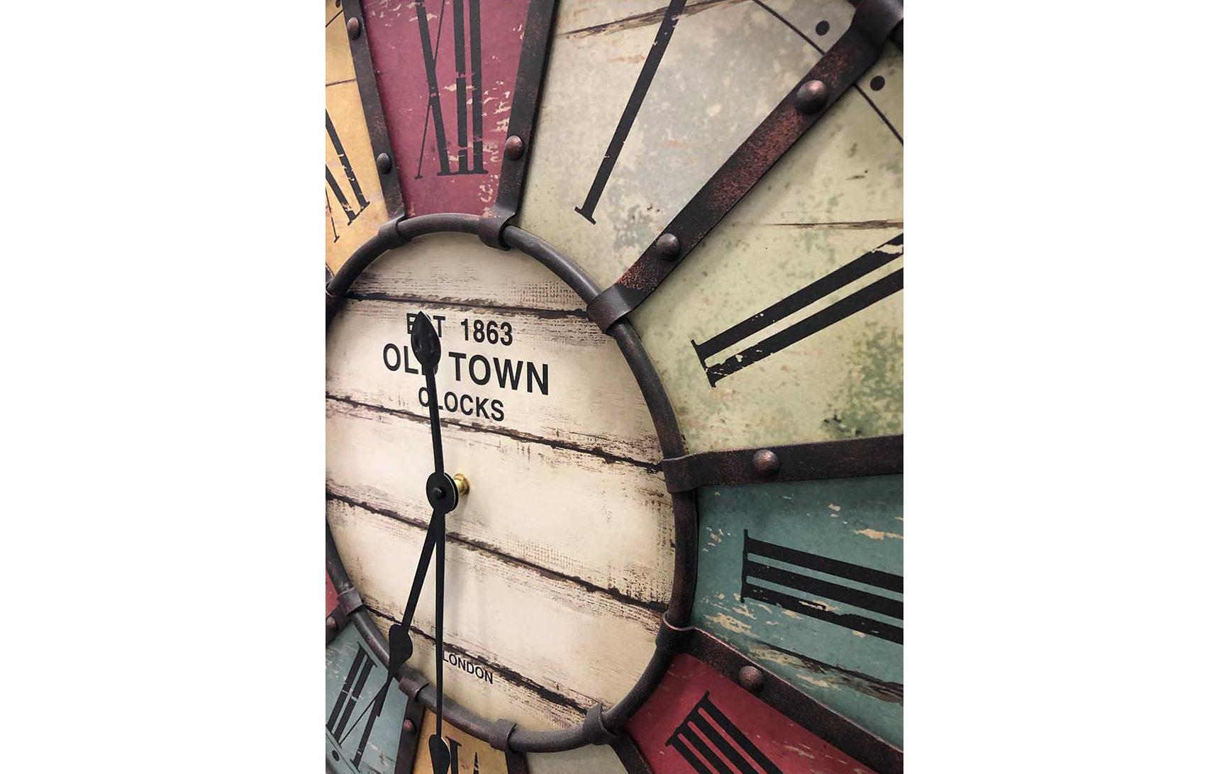 TFA Dostmann Wanduhr Vintage XXL Old Town Ø 60.5 cm, Mehrfarbig