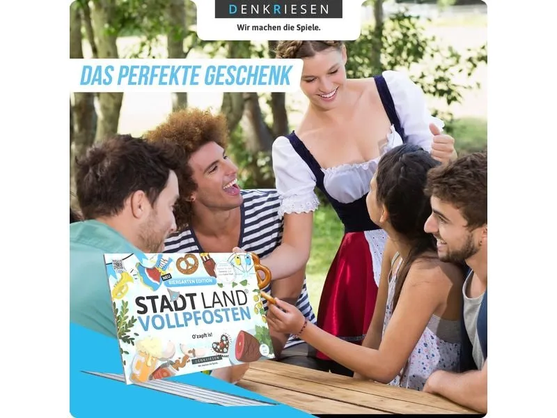 Denkriesen Partyspiel Stadt Land Vollpfosten Biergarten Edition -DE-