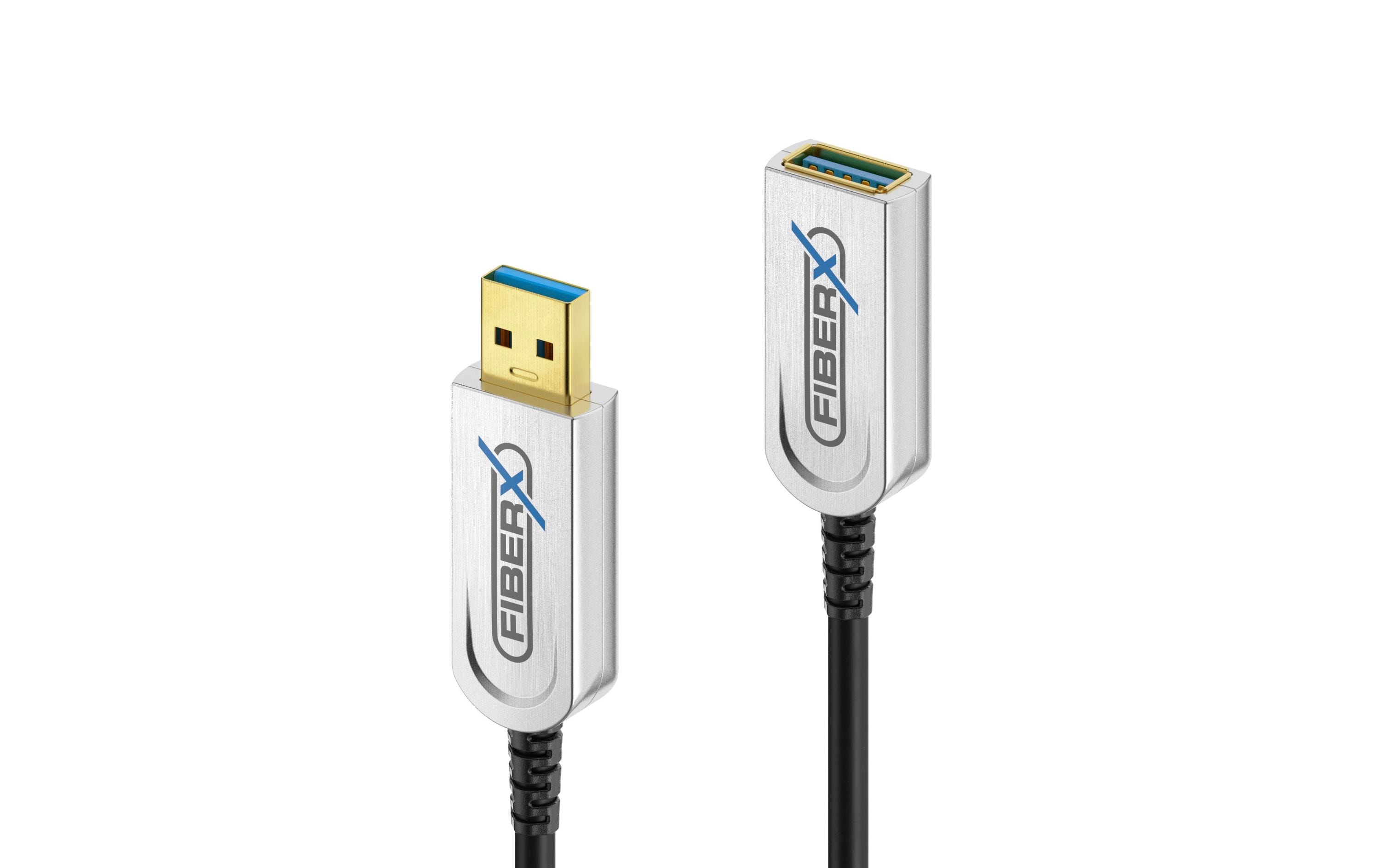 FiberX USB 3.1-Verlängerungskabel Fiber, 10Gbps USB A - USB A 30 m