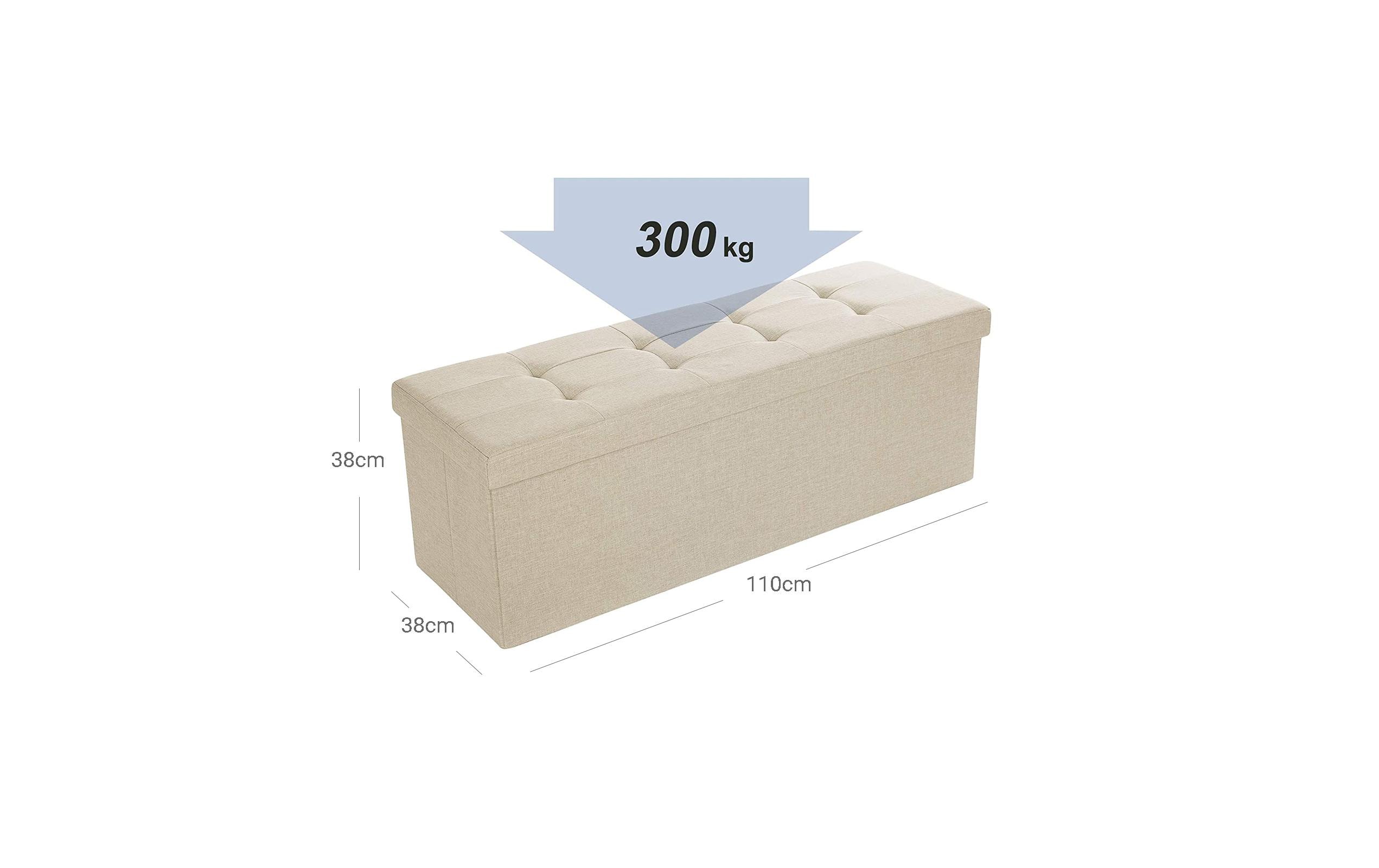 Songmics Sitztruhe Ottomane mit Stauraum 110 x 38 cm, Beige