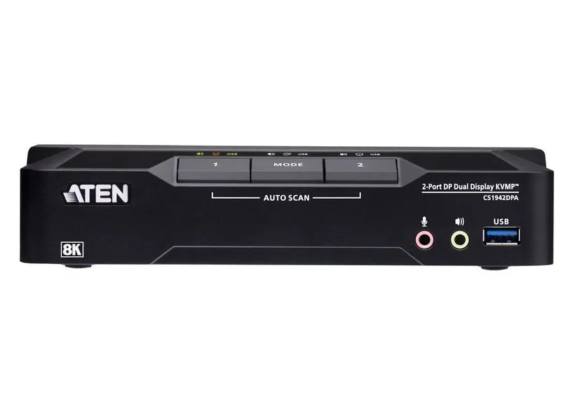 Aten Aten KVM-Switch 2-fach Audio/DP/USB 3.0, 8K, Dual Display