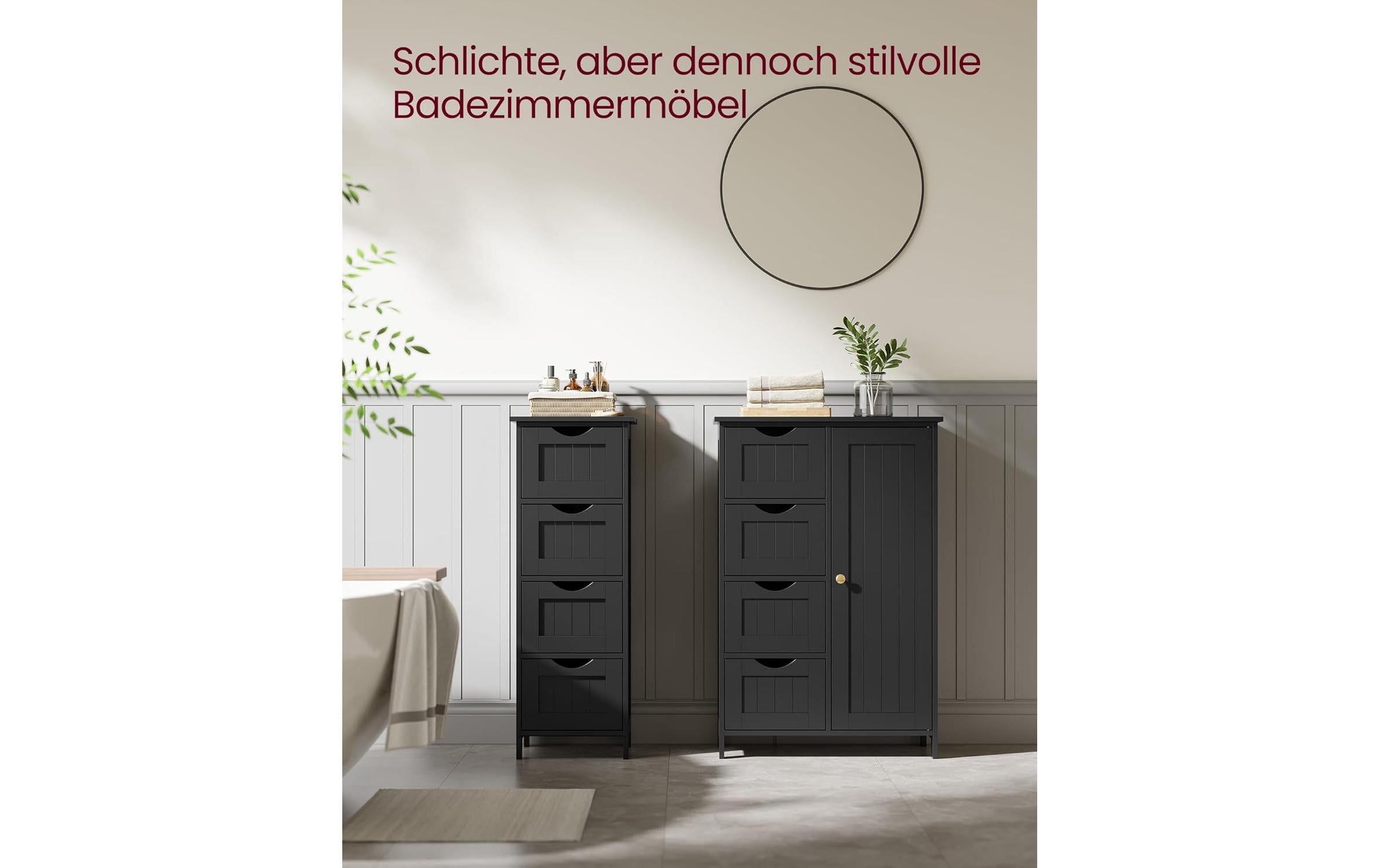 VASAGLE Badezimmerschrank 55 x 82 cm, Schwarz