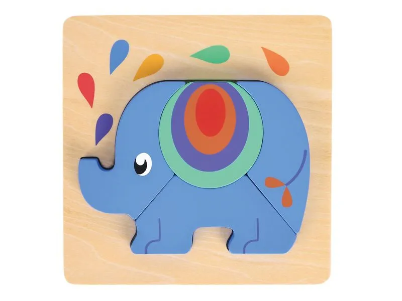 Spielba Holzspielwaren Puzzle-Set mit Panda, Elefant, Giraffe