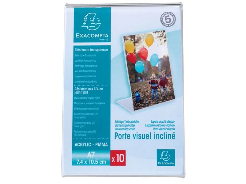 Exacompta Tischaufsteller A7, Hochformat, Exacryl – Kristall, 10 Stück