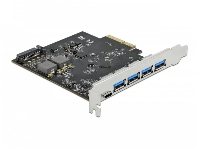 Delock PCI-Express-Karte USB 3.1 Gen2 - 1x USB-C + 4x USB-A