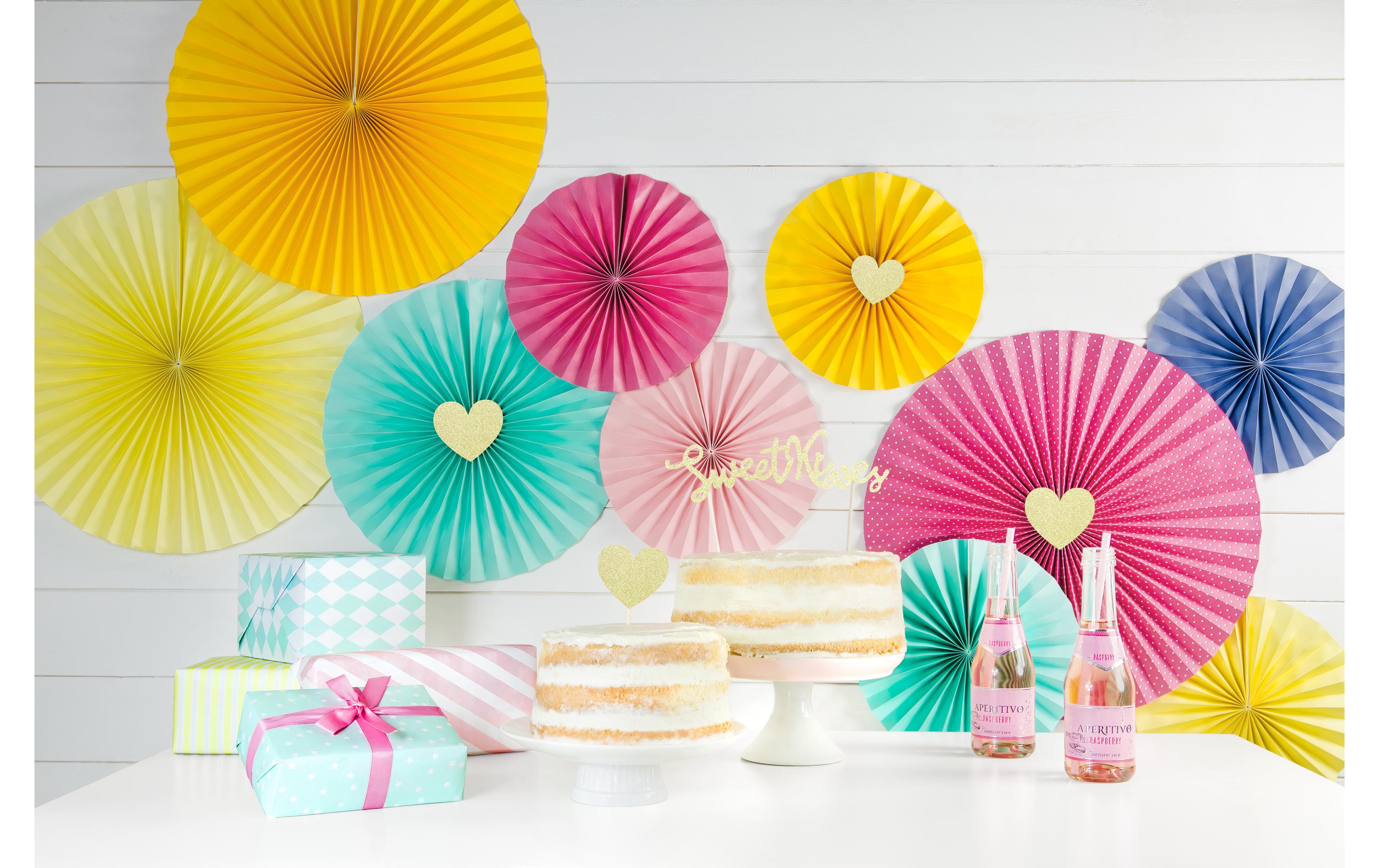 Partydeco Kuchen-Topper Herzen 11 cm, 6 Stück, Gold