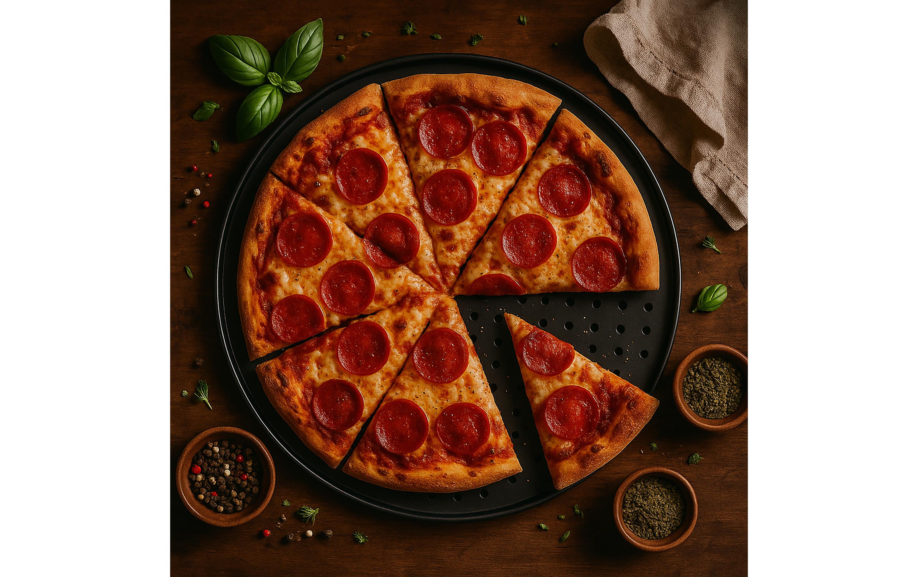 relaxdays Pizzablech Loch 4er-Set mit Gestell