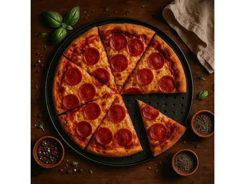 relaxdays Pizzablech Loch 4er-Set mit Gestell relaxdays Pizzablech Loch 4er-Set mit Gestell
