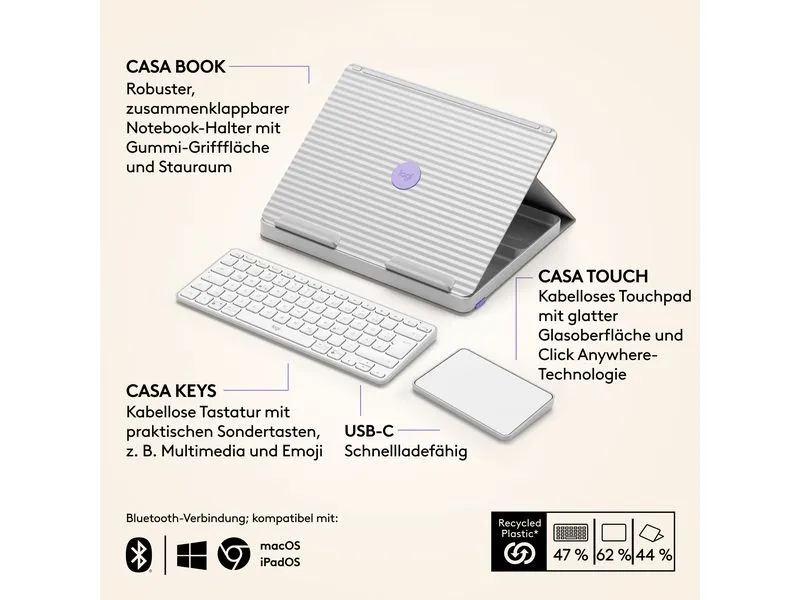 Logitech Tablet Tastatur Cover Casa Pop-Up Desk