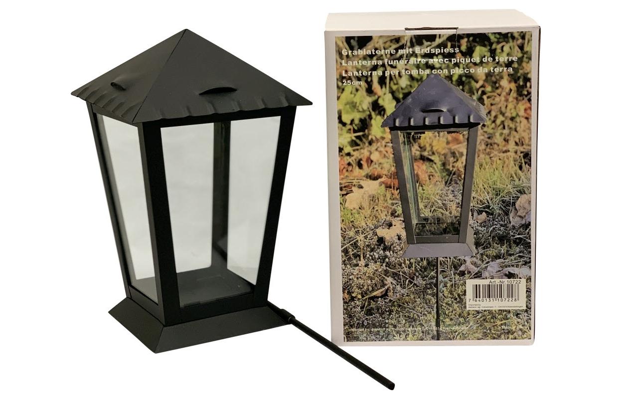 Dameco Grablaterne mit Erdspiess 14 x 25 cm, Schwarz