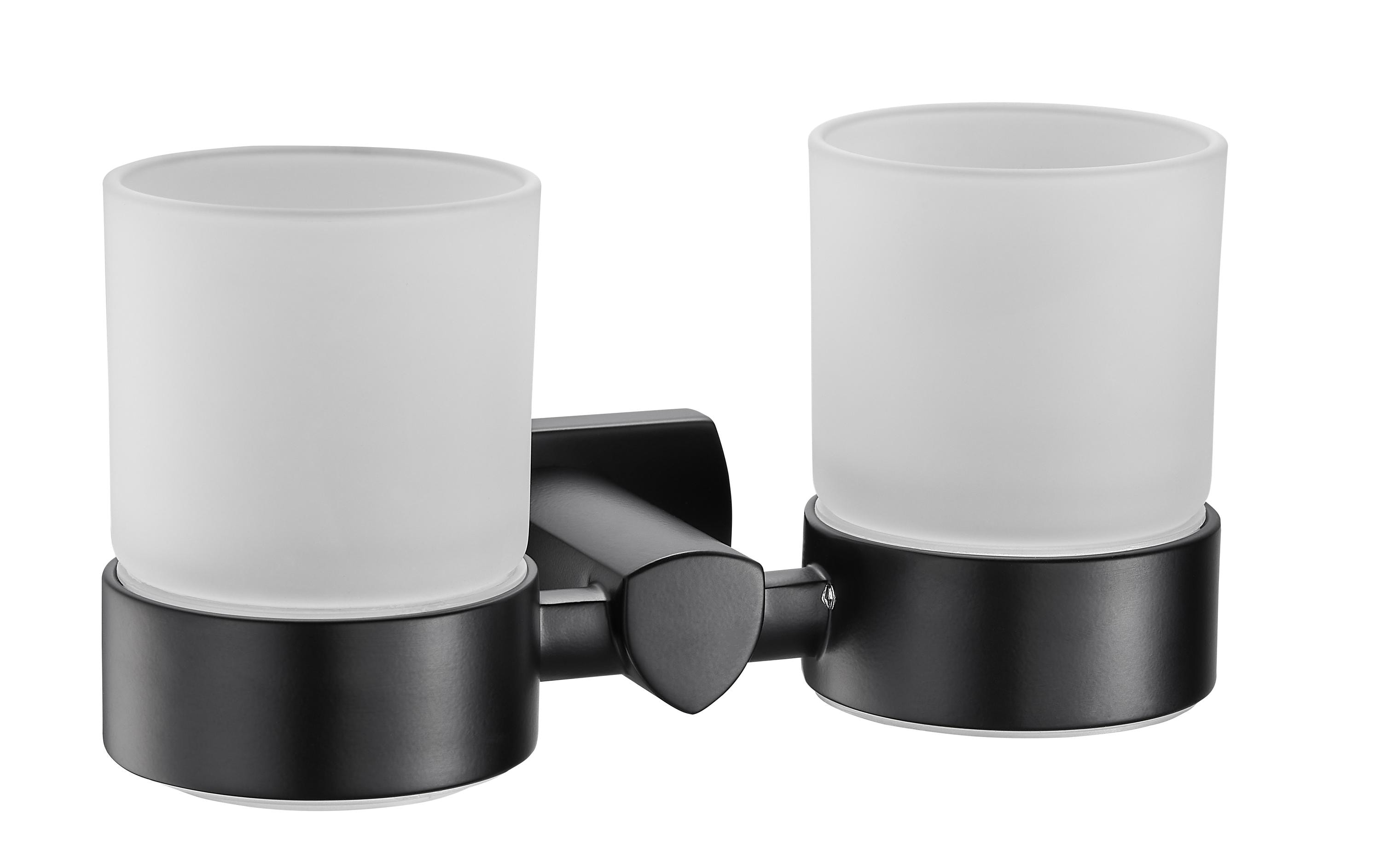 BIASCA Glashalter schwarz matt, doppel BIASCA Glashalter schwarz matt, doppel