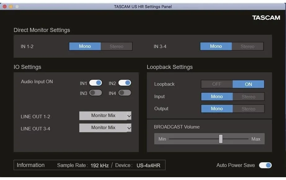 Tascam Audio Interface US-4 x 4HR