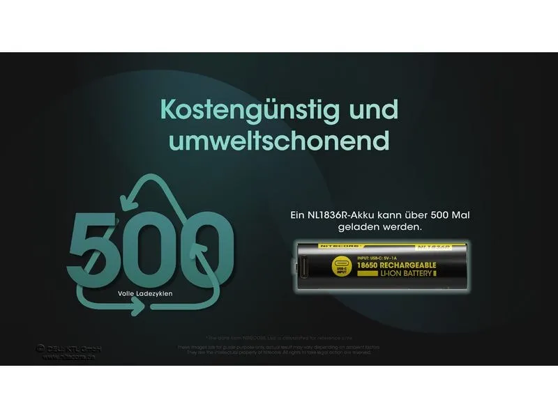 Nitecore Akku NL1836R 18650 UCB-C, 3600 mAh