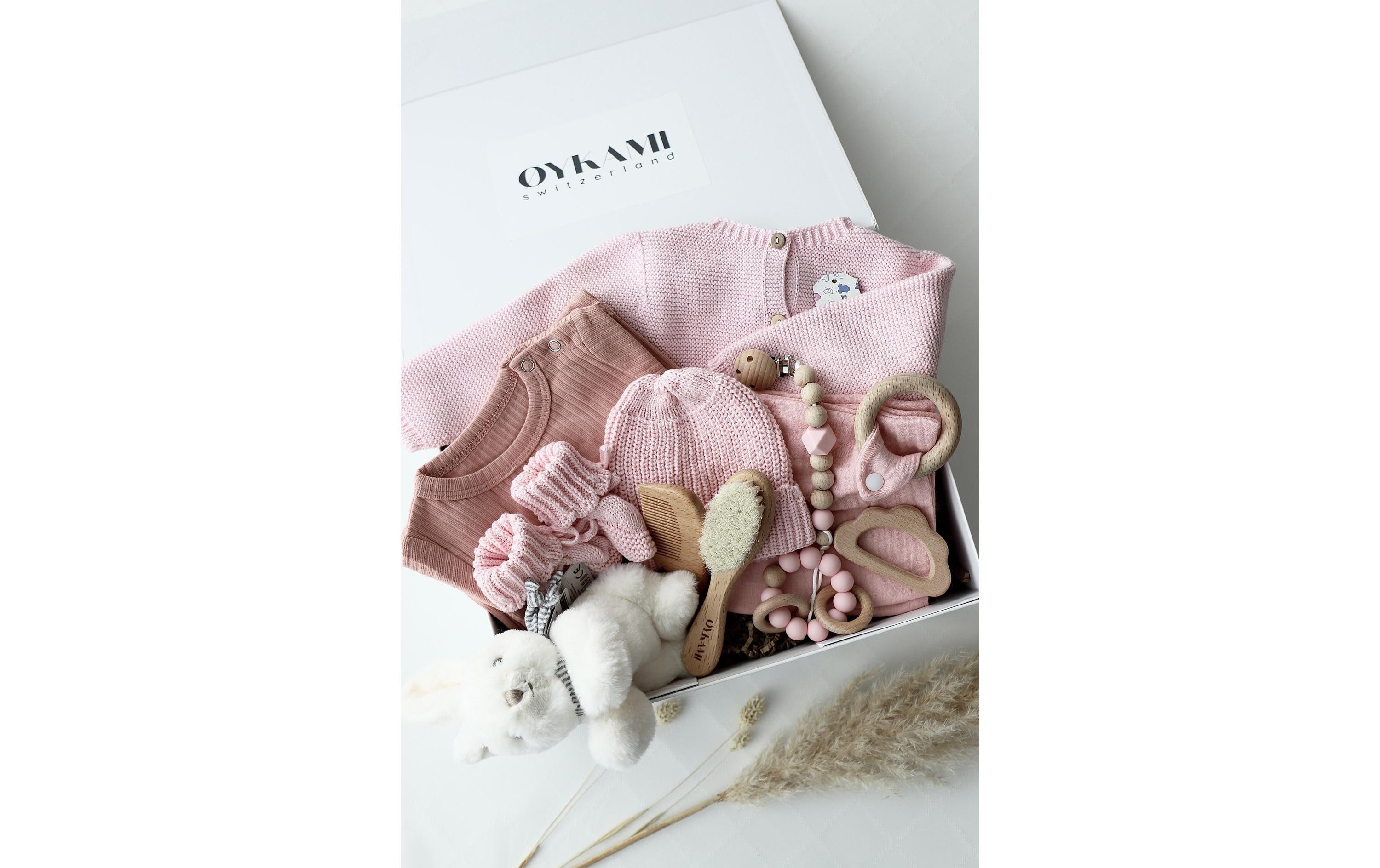 Oykami Baby Geschenkbox Rosa Verona Hase Weiss