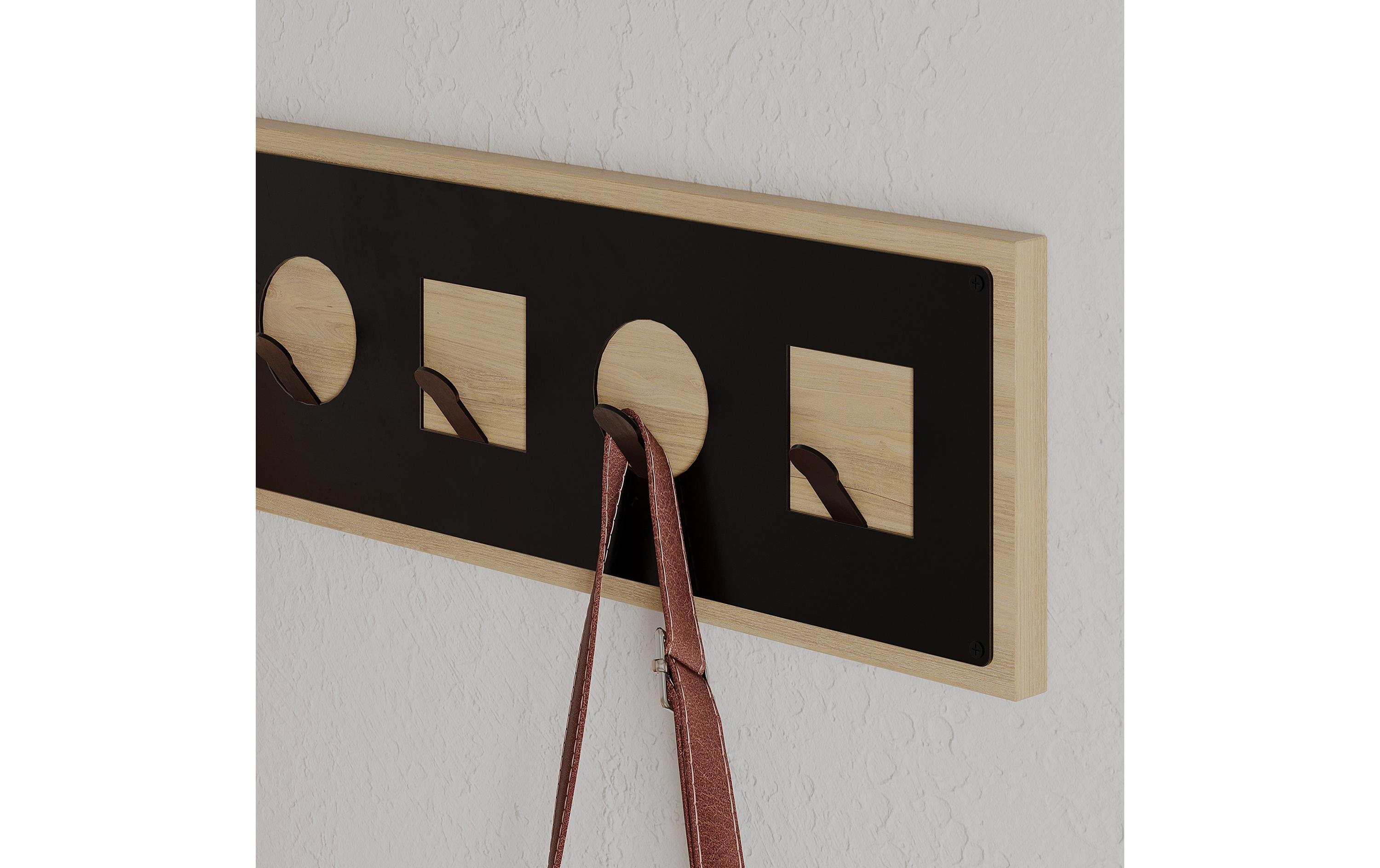 Woody Fashion Wandgarderobe Icon Sapphire 5 Haken, Nature/Schwarz