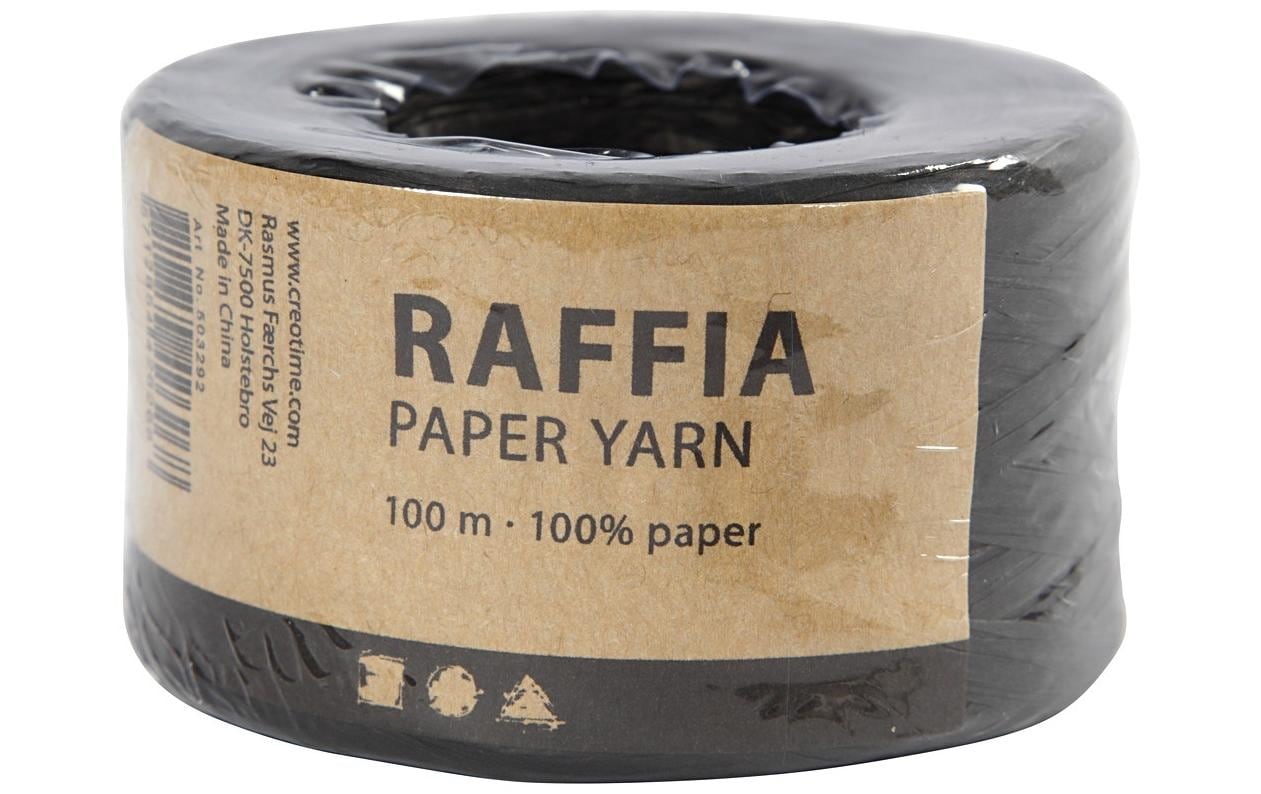 Creativ Company Geschenkband Raffiabast 8 mm x 100 m, Schwarz