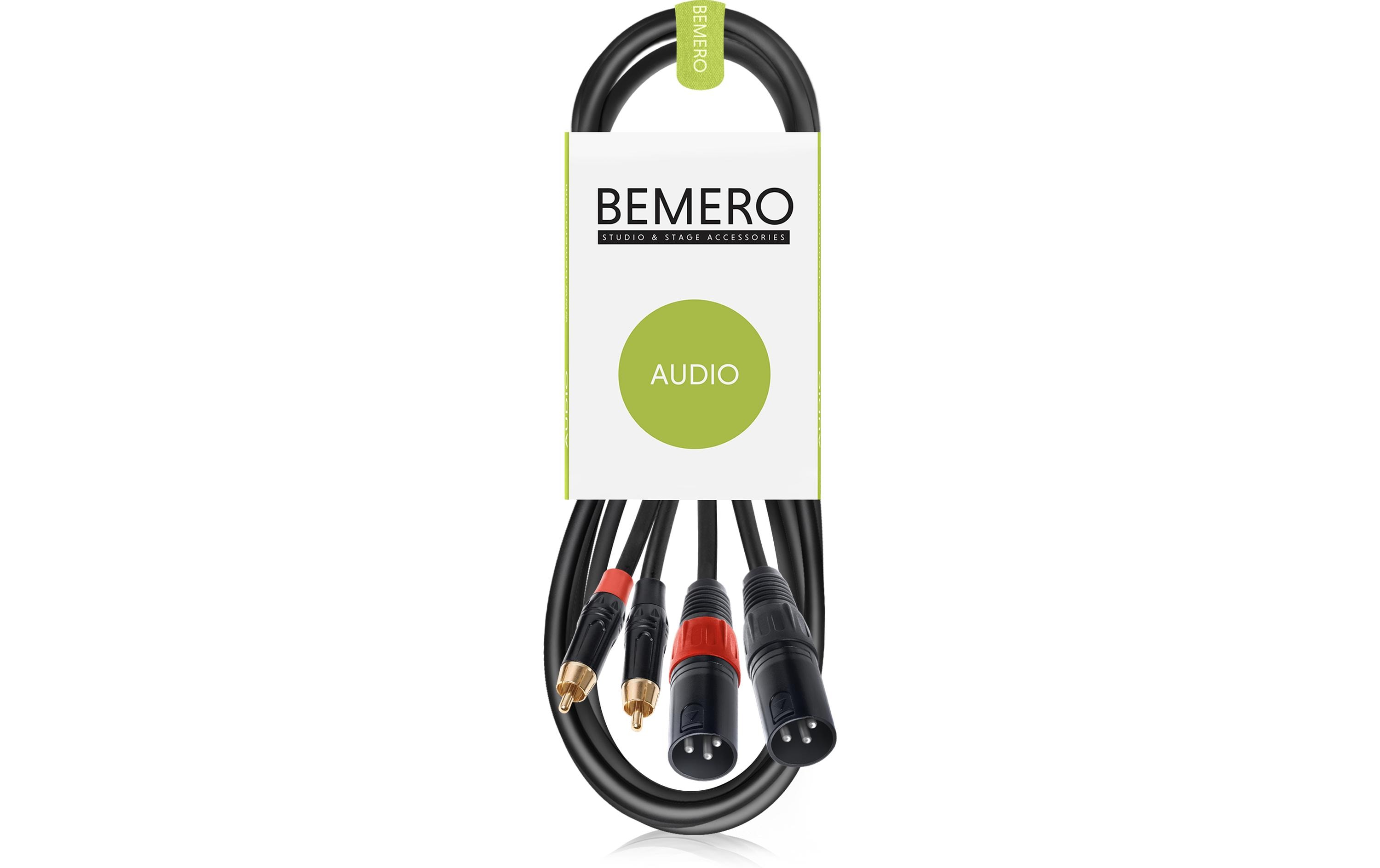 Bemero BAC2545-150BK 2x XLRm - 2x RCAm 1.5m 1.5 m, Schwarz