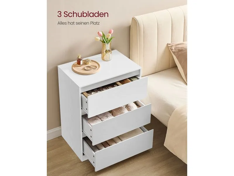 VASAGLE Kommode mit 3 Schubladen 60 x 75 cm, Weiss VASAGLE Kommode mit 3 Schubladen 60 x 75 cm, Weiss