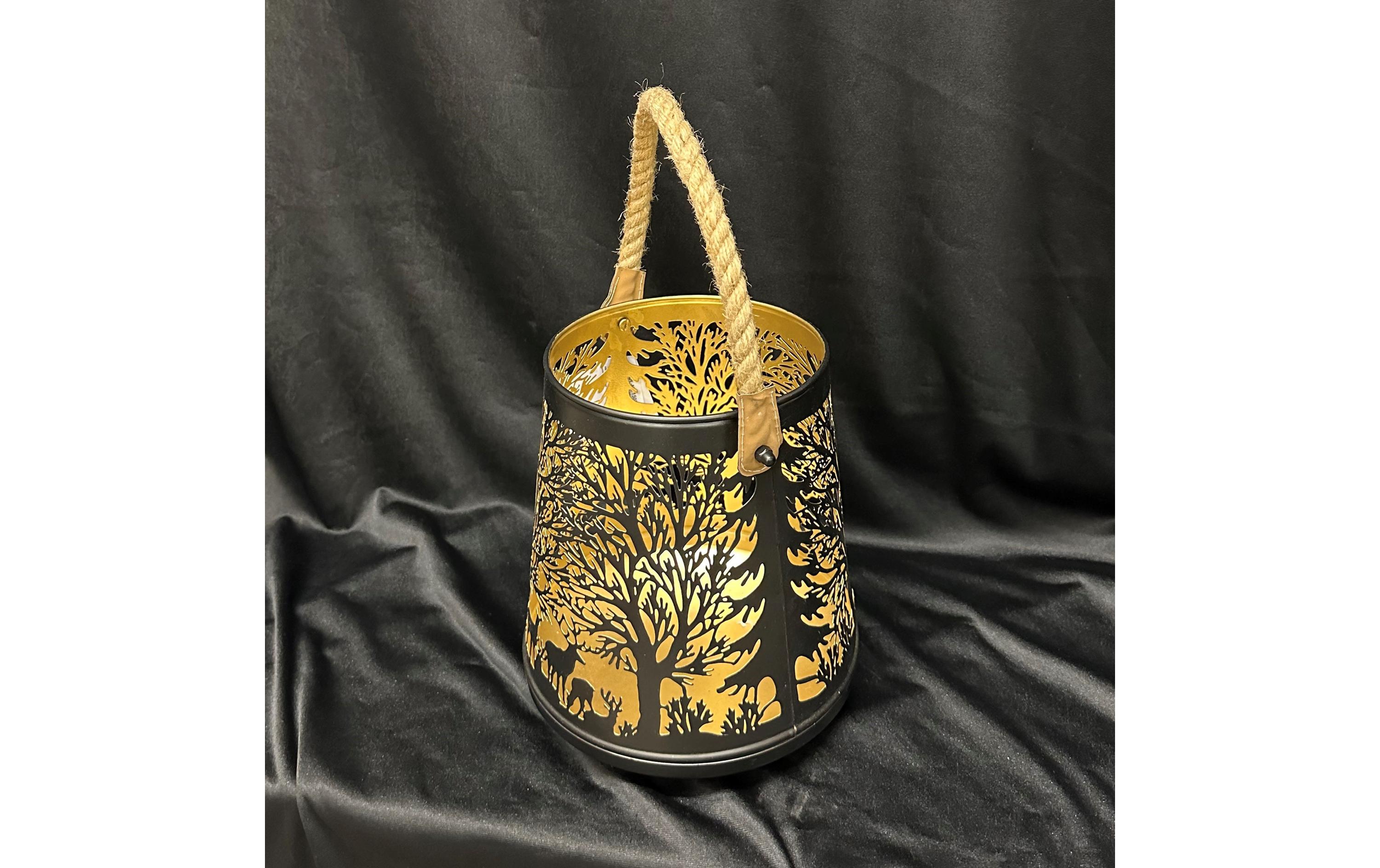 Dameco Laterne Forest 23 cm, Gold/Schwarz