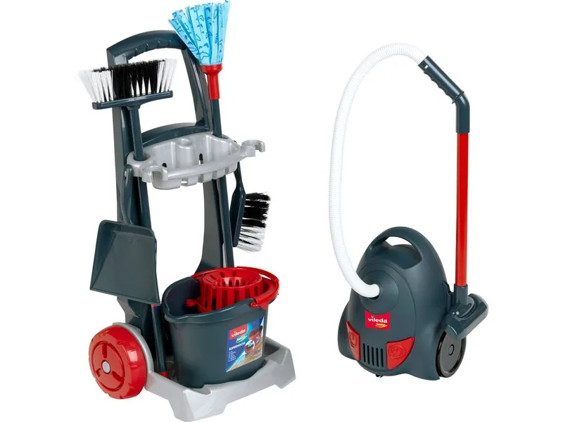 Klein-Toys Vileda Staubsauger mit Putzwagen, 7-tlg.