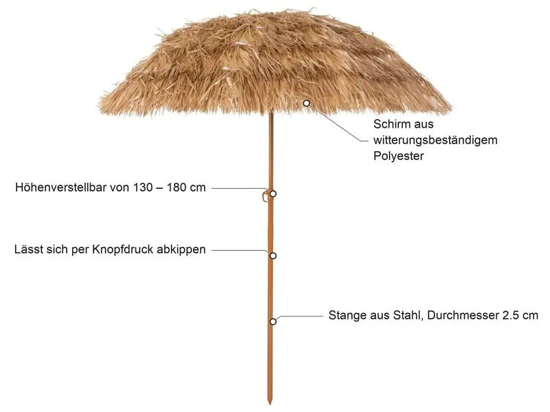 KOOR Sonnenschirm Tiki, 180 cm KOOR Sonnenschirm Tiki, 180 cm