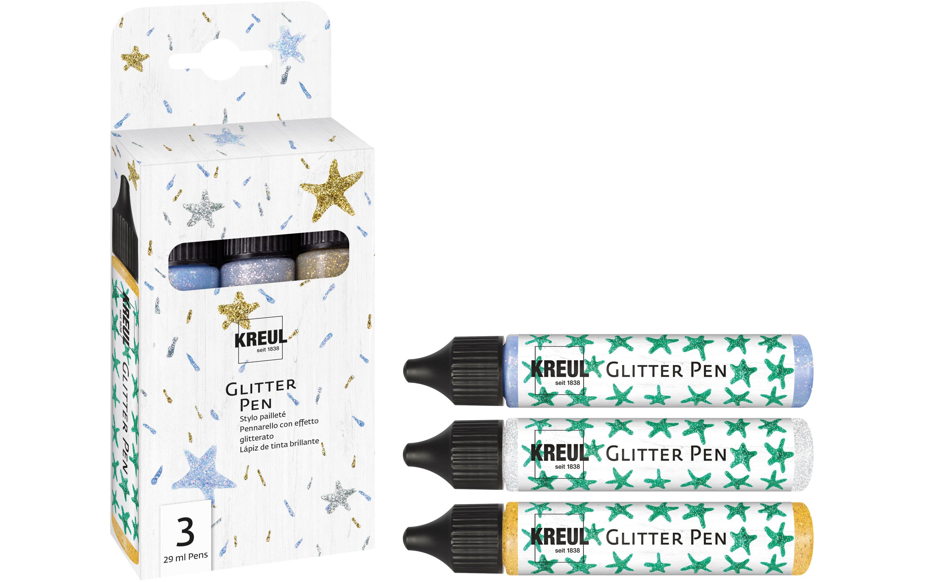 Kreul Effektfarbe Pen Liner Set Glitter 29 ml x 3 Stück