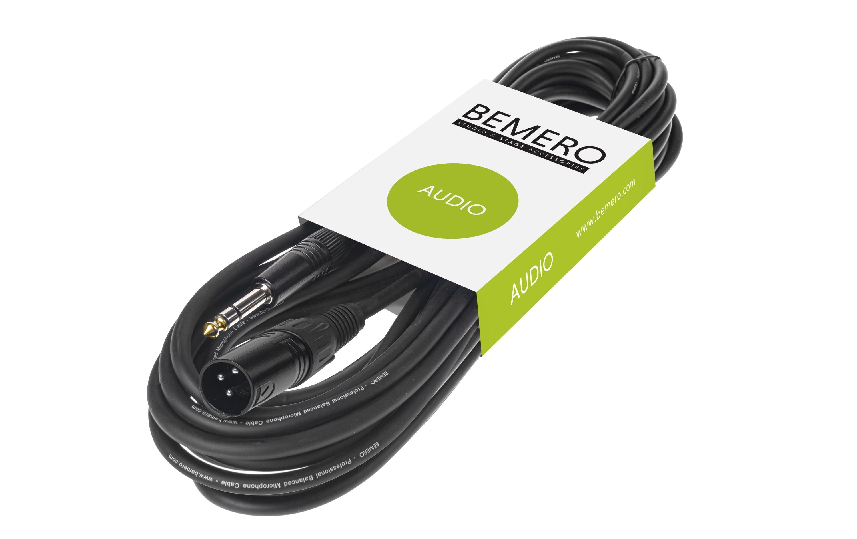 Bemero XLR-Kabel XLRm - 6.3 Klinken symmetrisch 10 m, Schwarz