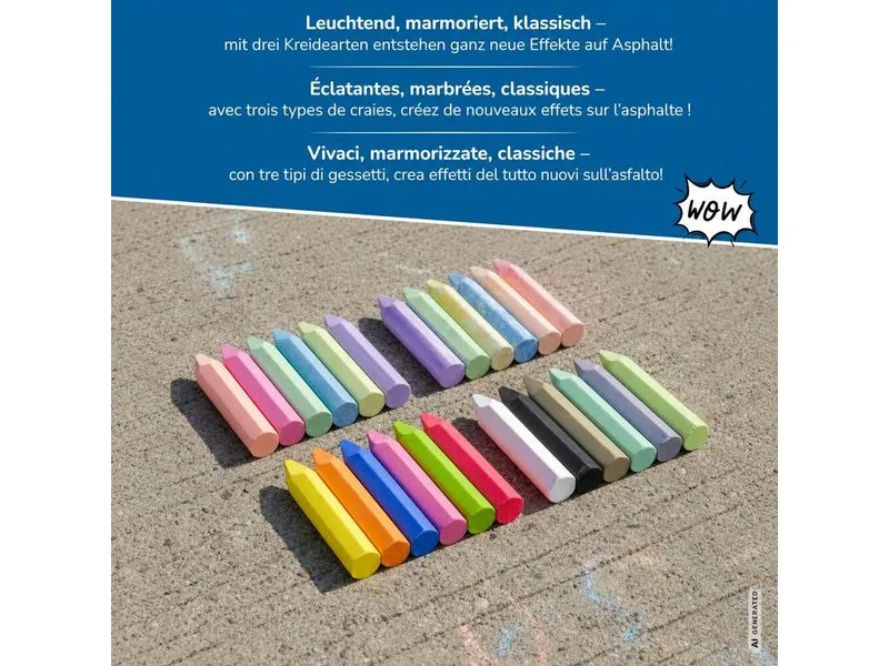 alldoro Strassenmalkreide Set mit Haltern (48 Teile)